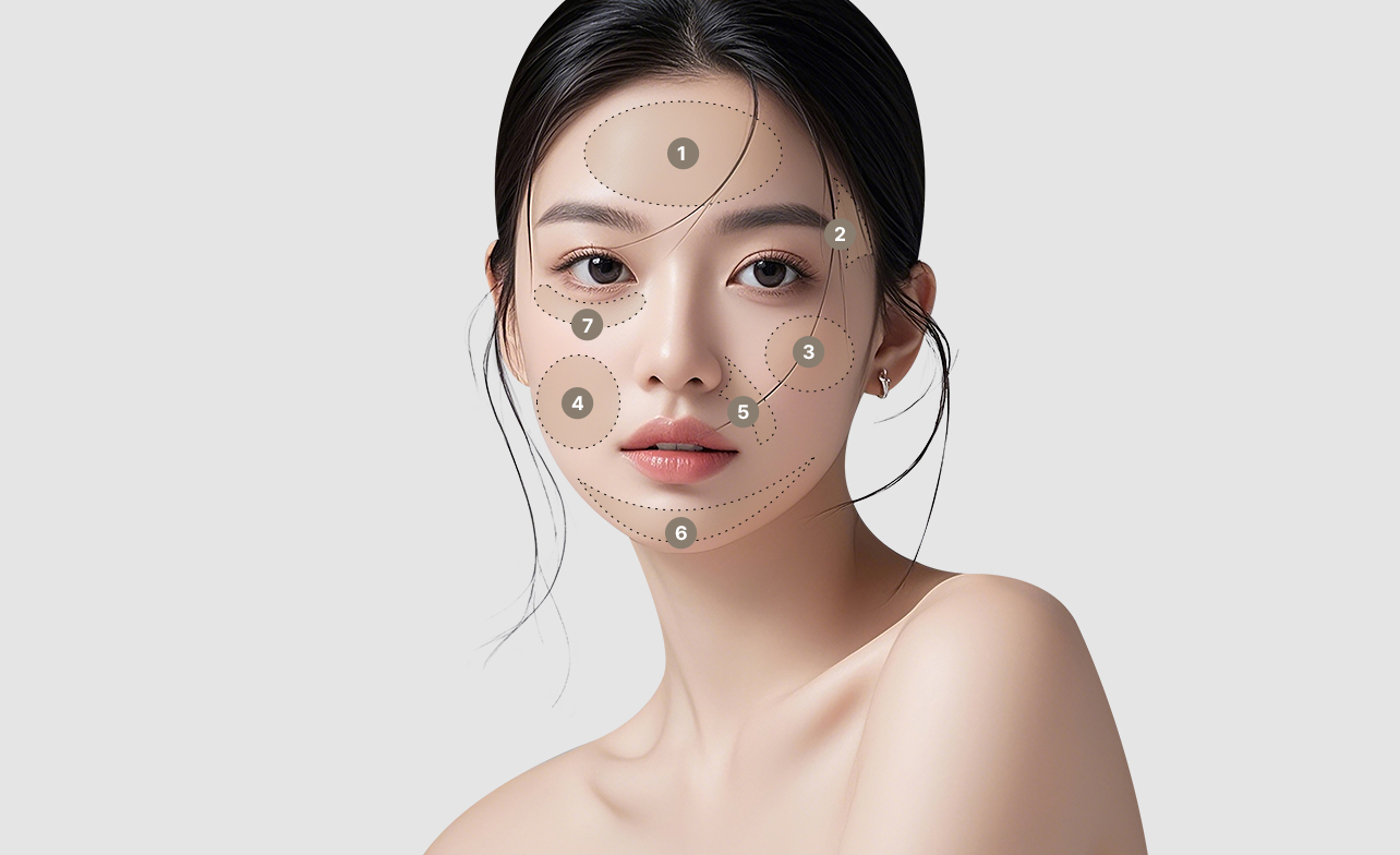 얼굴 지방이식 앞면 수술부위